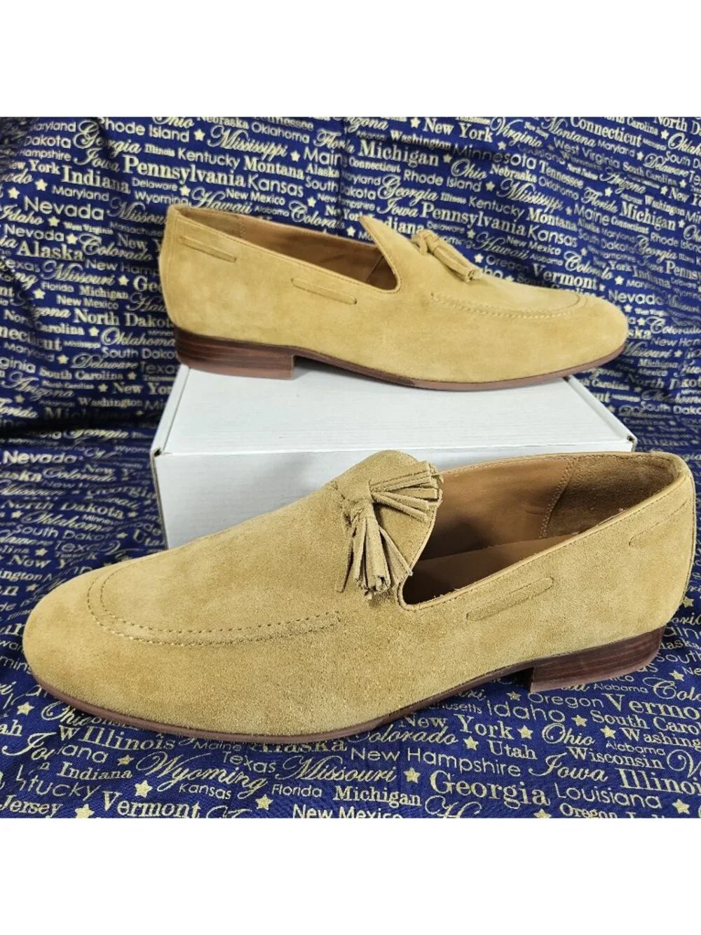 Allen Edmonds Presley Slip On Tassel Loafer Suede Mens Size 11D New Light Tan